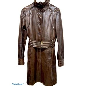 Rudsak Brown Leather Trench Style Coat